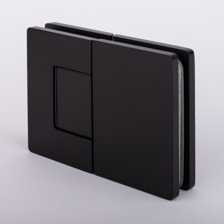Петля стекло-стекло с  крышками, черный матовый, латунь H5003-BLK/brass