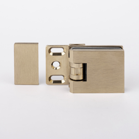 Петля стена-стекло с  крышкой 90°, брашированное золото, латунь H12-BGD/brass