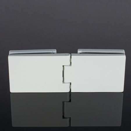 P03-100WG/brass Петля стекло-стекло с защелкивающимися крышками, белый глянец, латунь