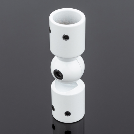 Соединитель трубы Ø19 90°-180°, латунь, белый матовый