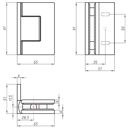 Петля стена-стекло с крышкой 90°,черный матовый, латунь H5-BLK/brass