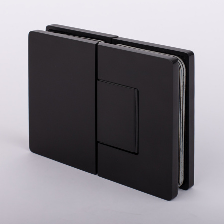 Петля стекло-стекло с  крышками, черный матовый, латунь H5003-BLK/brass