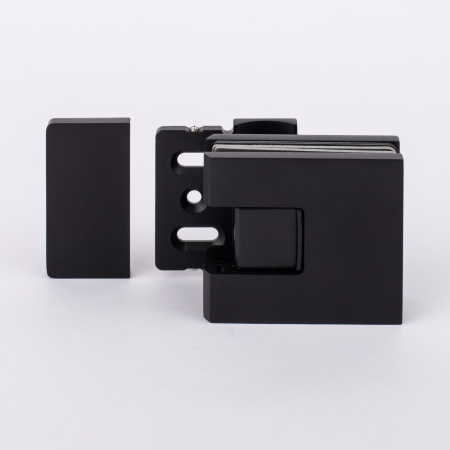 Петля стена-стекло с крышкой 90°,черный матовый, латунь H54-BLK/brass