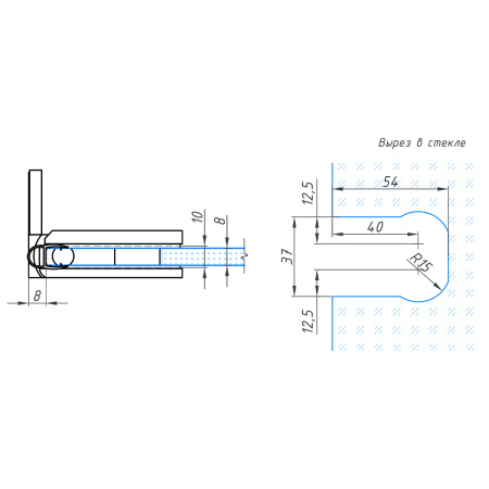 Петля стена-стекло с  крышкой 90°, графит матовый, латунь H12-GFM/brass