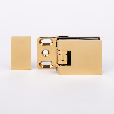 Петля стена-стекло с крышкой 90°, яркое золото, латунь H12-GD/brass