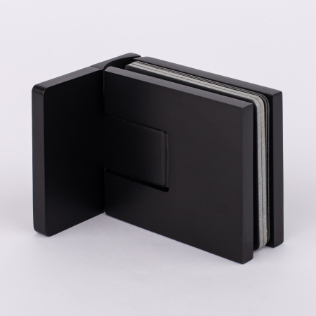 Петля стена-стекло с крышкой 90°,черный матовый, латунь H54-BLK/brass