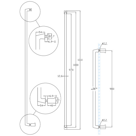 Ручка-скоба, брашированный графит, нержавеющая сталь