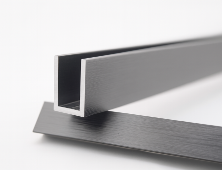 Опорный профиль для стекла 8мм, 19х13х2мм, длина 3000мм, алюминий, брашированный графит
