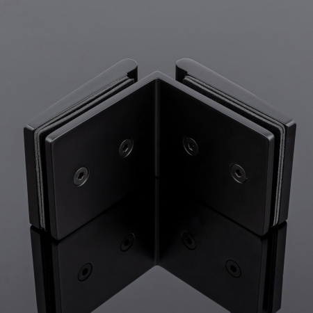 K03-201BLK/brass Коннектор стекло-стекло 90°, черный матовый, латунь