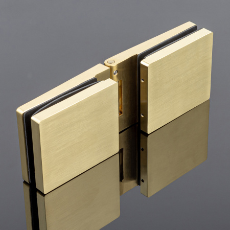 P03-100BGD/brass Петля стекло-стекло с защелкивающимися крышками, брашированное золото, латунь