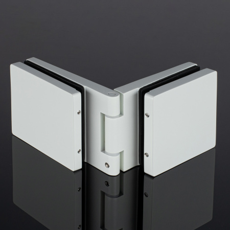 P03-100WG/brass Петля стекло-стекло с защелкивающимися крышками, белый глянец, латунь