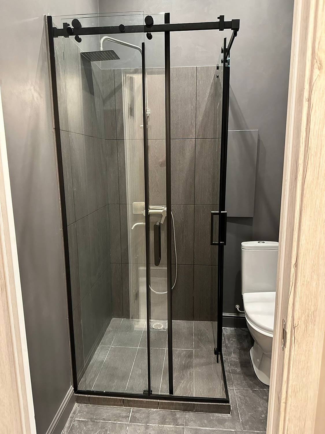 RS02-400BLK/SUS304 Комплект раздвижной системы для стеклянных душевых кабин, черный матовый, SUS304