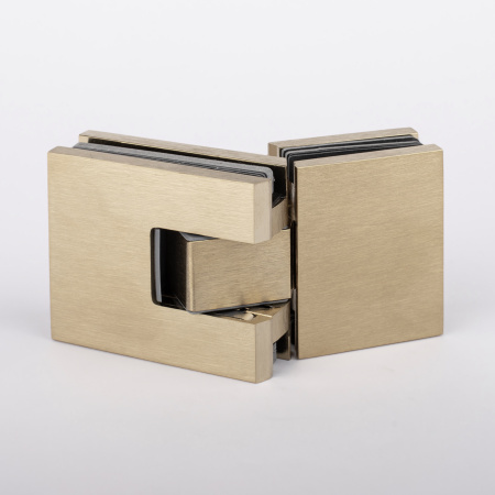 Петля стекло-стекло с  крышками, брашированное золото, латунь H5403-BGD/brass