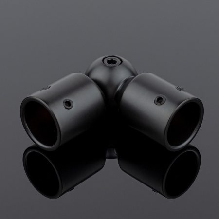 Соединитель трубы Ø19 90°-180°, латунь, черный матовый