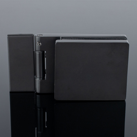 P03-101BLK/brass Петля стена-стекло с защелкивающейся крышкой 90°, черный матовый, латунь