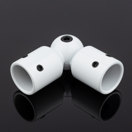 Соединитель трубы Ø19 90°-180°, латунь, белый матовый