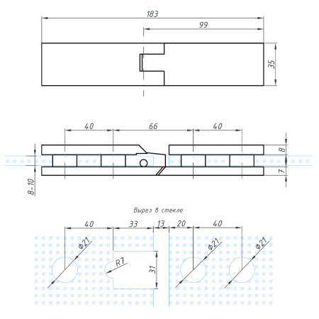 P03-105GRF/sus304 Петля стекло-стекло 180°, графит матовый, sus304