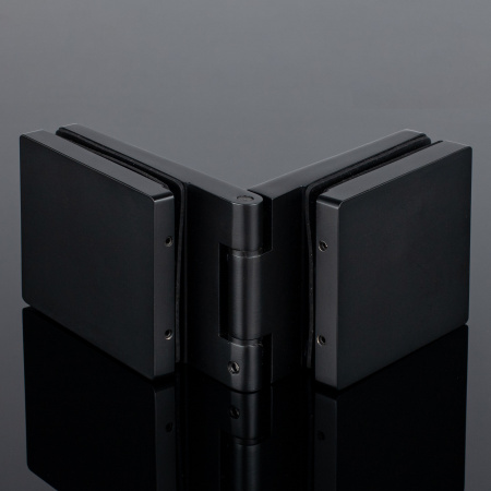 P03-100BLK/brass Петля стекло-стекло с защелкивающимися крышками, черный матовый, латунь