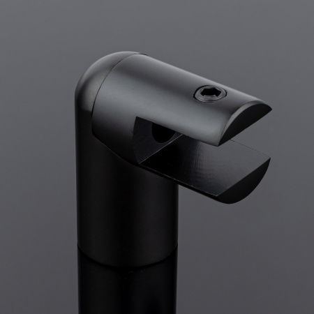 D02-509BLK/brass Держатель стекла ф19 торцевой 90°, черный матовый, латунь