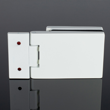 P03-101WG/brass Петля стена-стекло с защелкивающейся крышкой 90°, белый глянец, латунь