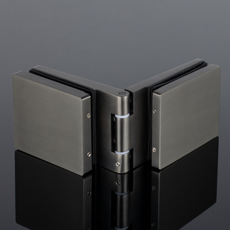 P03-100GRF/brass Петля стекло-стекло с защелкивающимися крышками, графит матовый, латунь