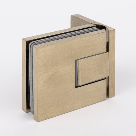 Петля стена-стекло с  крышкой 90°, брашированное золото, латунь H54-BGD/brass