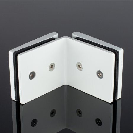 K03-201WG/brass Коннектор стекло-стекло 90°, белый глянец, латунь