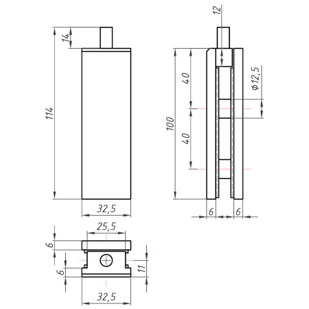 Петля профиль-стекло, черный матовый, латунь T26-BLK/brass