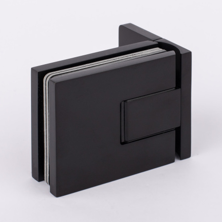 Петля стена-стекло с крышкой 90°,черный матовый, латунь H54-BLK/brass