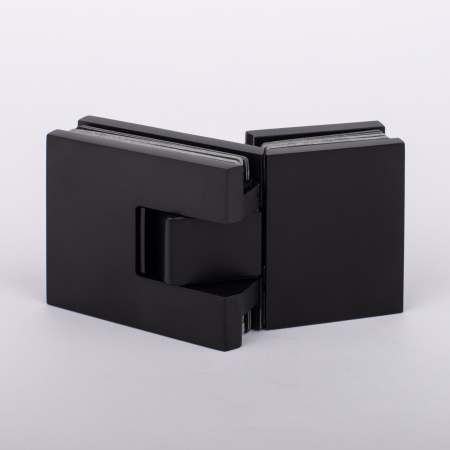 Петля стекло-стекло с  крышками, черный матовый, латунь H5403-BLK/brass