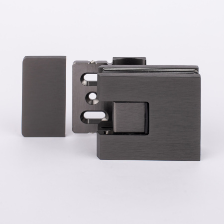 Петля стена-стекло с  крышкой 90°, графит матовый, латунь H54-GFM/brass